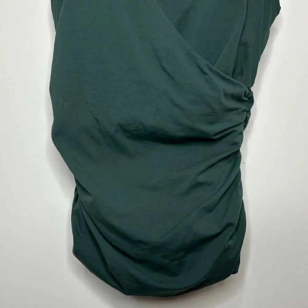 Boden Green Crossover Ruched Shirt V-Neck Sleeveless Size 6 Wrap-Style - Picture 3 of 8